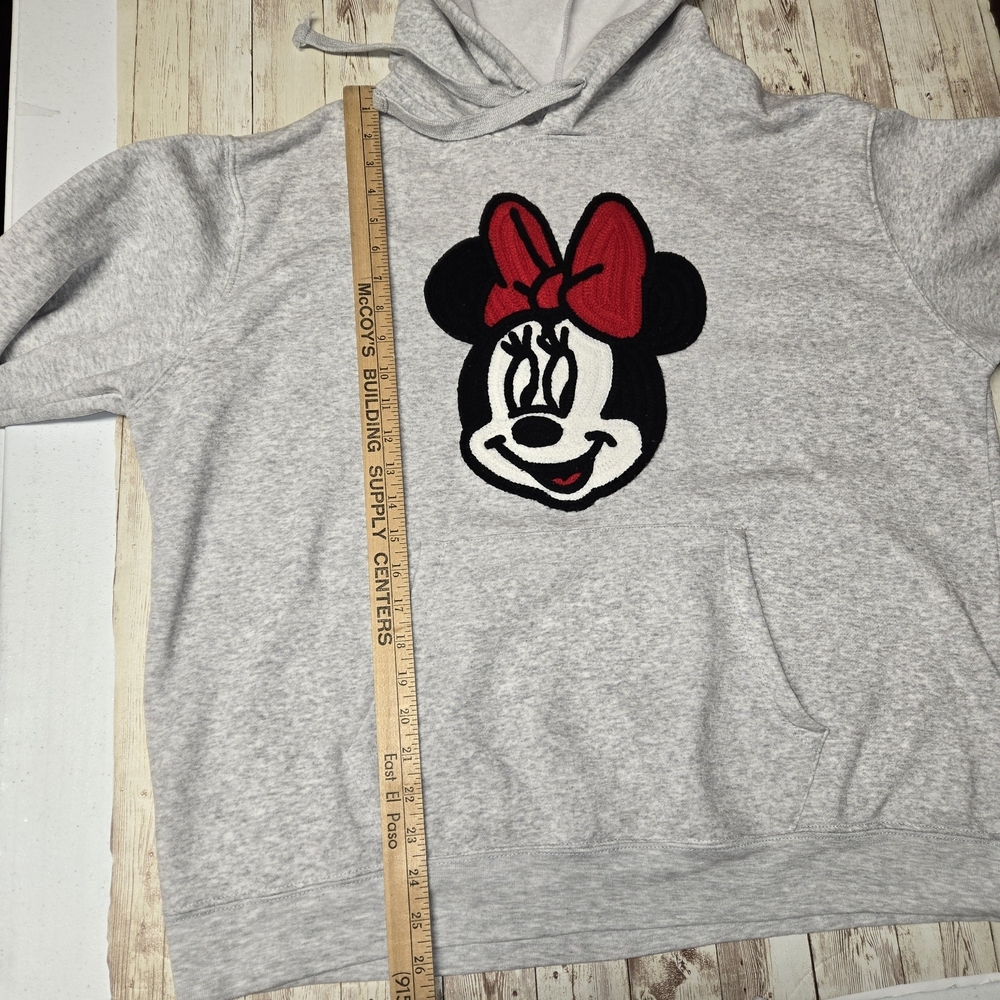 Disney Minnie Mouse Hoodie XXL Gray Embroidered Applique EUC - Picture 5 of 13